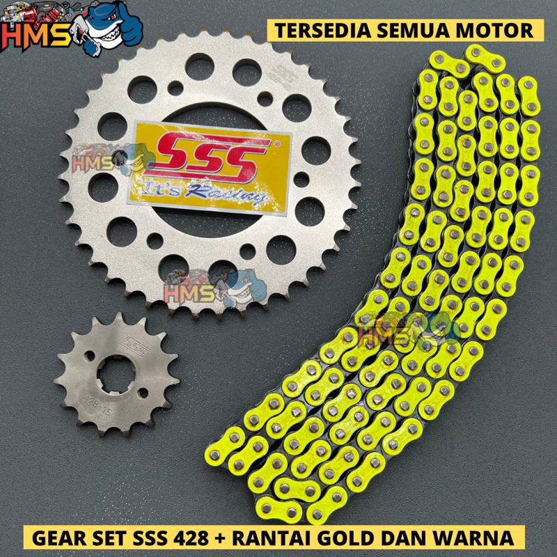 Jual Gir Set SSS Scorpio Rantai Gold 428 415 - Gear Set Sss Scorpio Rantai  Gold 428 415 | Shopee Indonesia