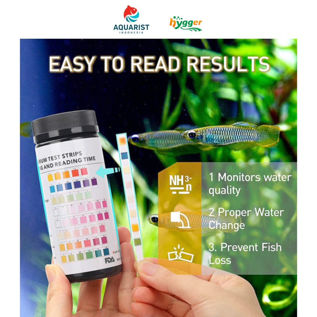 Jual Water Test Kit for 8 aquarium water parameters pH level, Hardness, Ammonia nitrogen