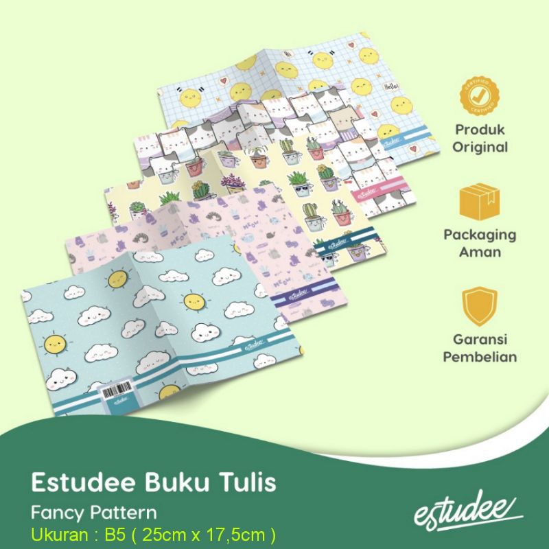 Jual Buku Tulis Boxy B5 Estudee Fancy Pattern 48 Lembar Isi 10 New ...