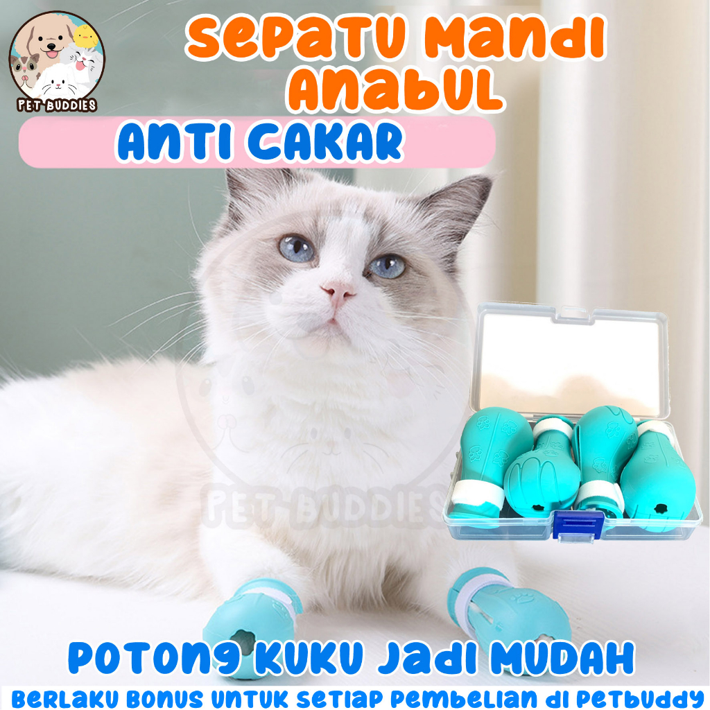 Jual 4 Pcs Sepatu Mandi Silikon Kucing Anti Cakar Pelindung Kaki ...