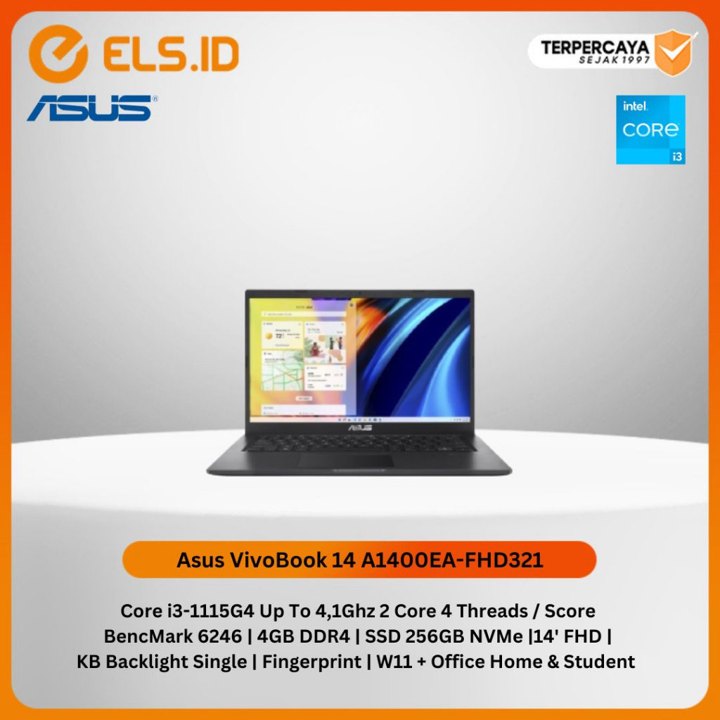Jual Asus VivoBook 14 A1400EA-FHD321 - Black [i3 1115G4-4GB-SSD 256GB ...