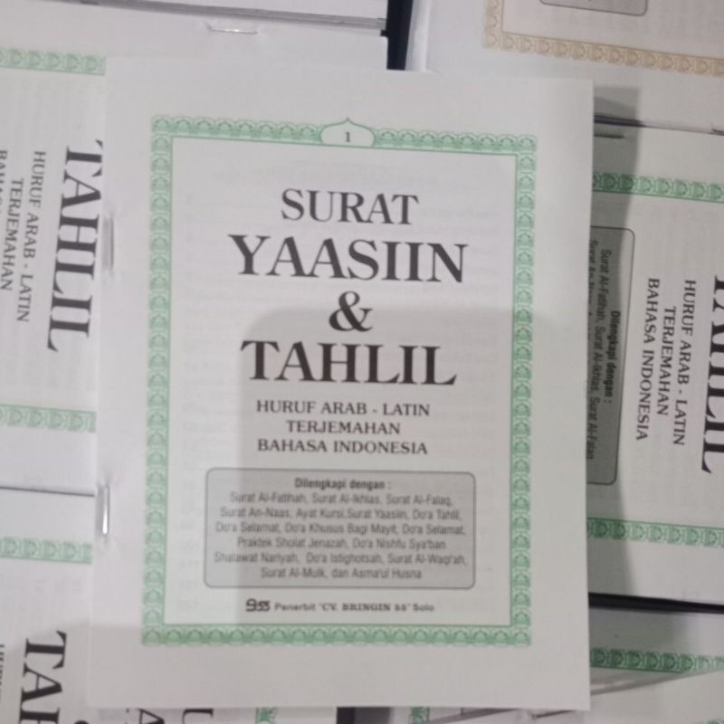 Jual Buku Surat Yasin Dan Tahlil Huruf Arab Latin Dan Terjemahan Bahasa