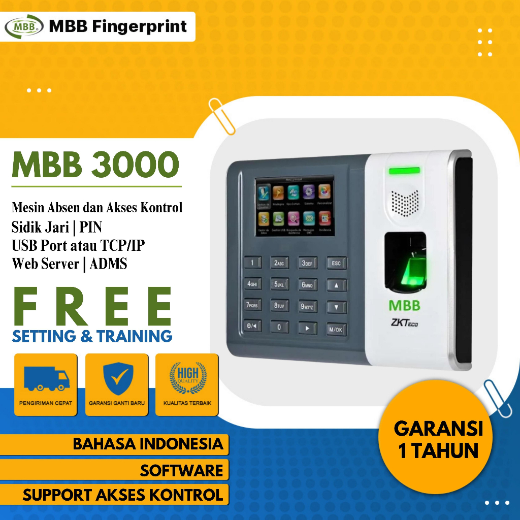 Jual MBB 3000/Absen Sidik Jari/Support ADMS/Mesin Absensi dan Akses ...