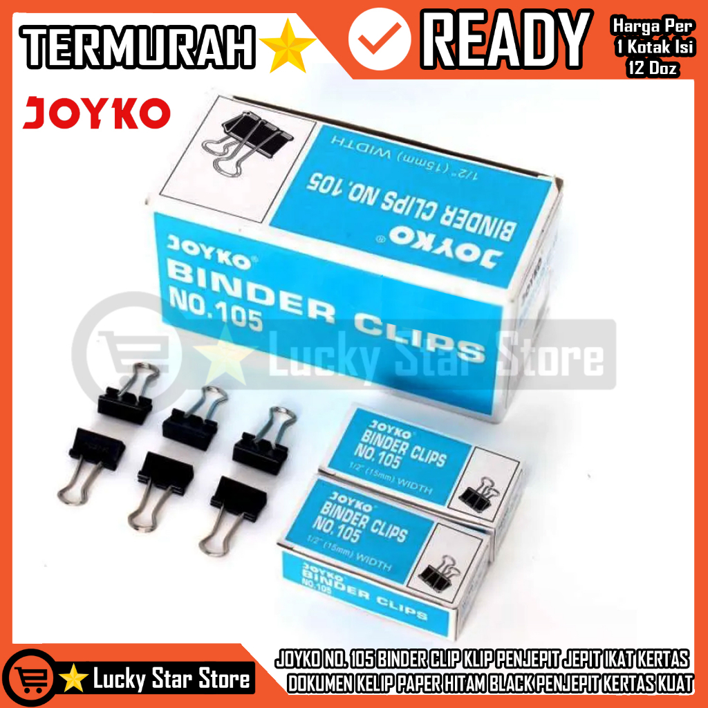 Jual Binder Black Berkas File Clip Klip Kertas Type Tipe 105 Joyko 1 ...