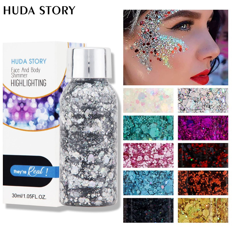 Jual HUDA STORY Glitter Shiny body Painting Gel Cream Face Glitter Body