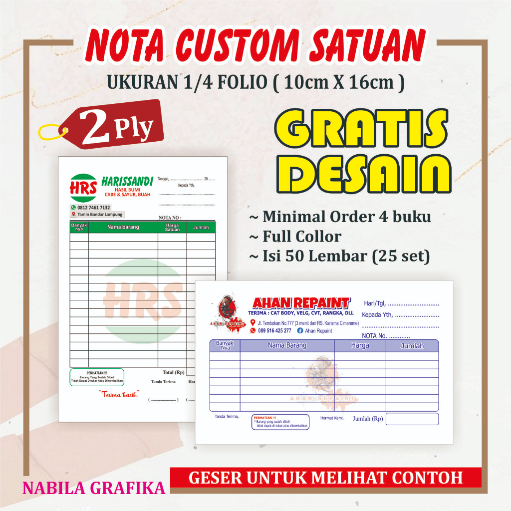Jual Promo Cetak Nota Custom Murah 2 Ply Ukuran Sedang 14 Folio Shopee Indonesia 3731