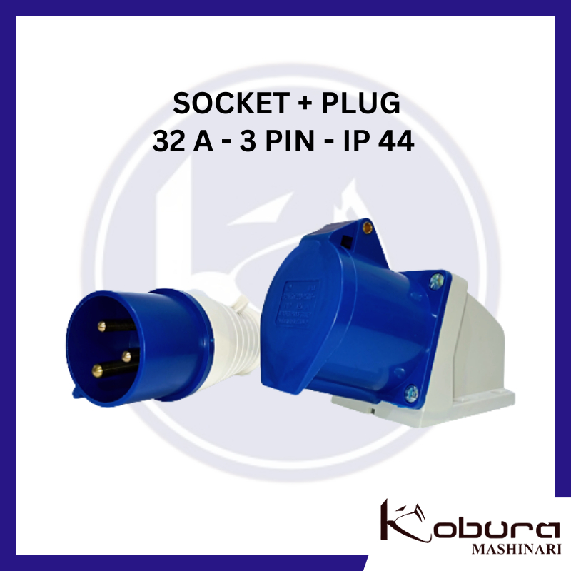 Jual Industrial Plug Socket Surface Mounting Plug Set 3 pin 32A IP 44