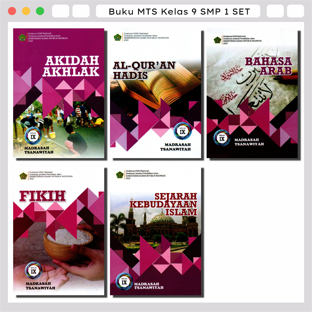 Jual BUKU MTS KEMENAG KELAS 9 SMP 1 SET (AKIDAH AKHLAK, AL-QUR'AN HADIS ...