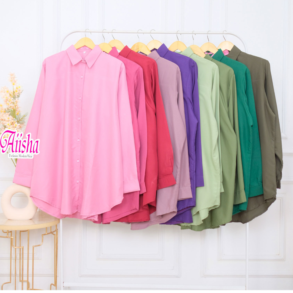 Jual Kemeja Polos Jumbo Ld Kemeja Wanita Oversize Shirt