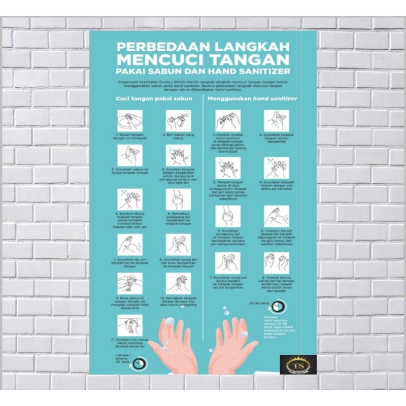 Jual Poster Kesehatan Perbedaan Langkah Mencuci Tangan Pakai Sabun Dan Hand Sanitizer Shopee 7617