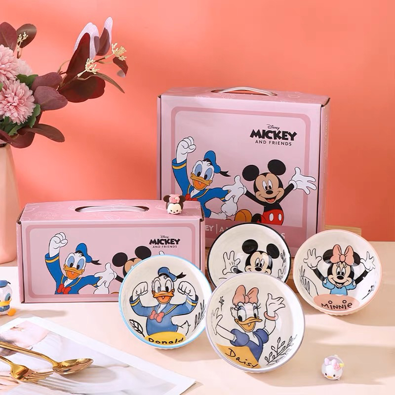 Jual Set T Box Mangkok Keramik Motif Mickey Minnie Donald Daisy Shopee Indonesia 9912