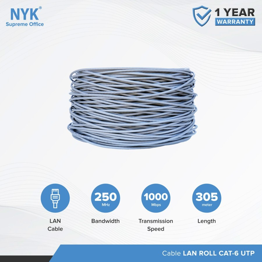 Jual NYK Kabel LAN RJ45 Cat6 305Meter - Kabel UTP RJ45 Cat6 305M ...