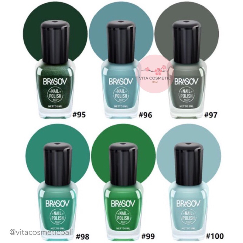 Jual BRASOV Kutek Green Series Cat Kuku 8ml Shades Of Green Nail Polish ...