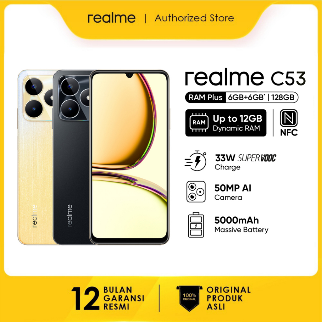 Jual Realme C53 6GB* 128GB 33W SUPERVOOC Charge | 50MP AI Camera | 5000 ...