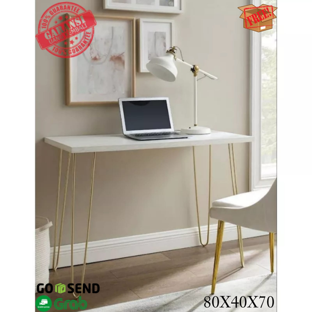 Jual [COD] Meja Tamu Putih 80x40x70 Minimalis GOLD Meja Kerja / Belajar
