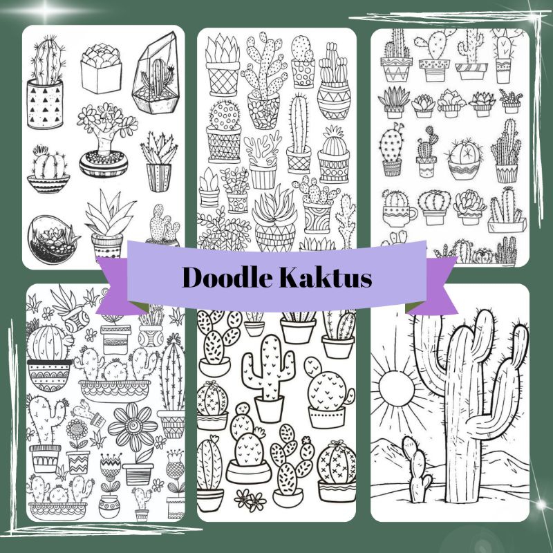 Jual Gambar Sketsa Mewarnai Tema Kaktus - Mewarnai Untuk Anak Anak