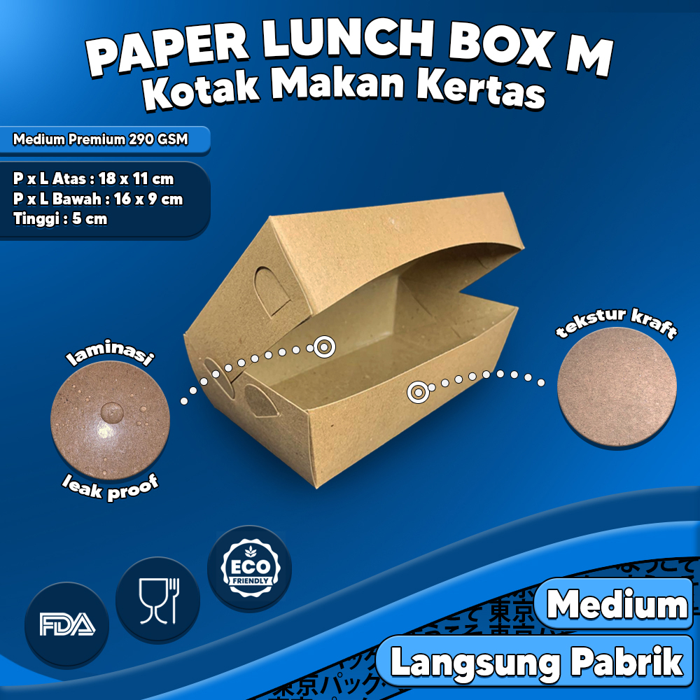 Jual PAPER LUNCH BOX M BAHAN KRAFT/LUNCH BOX PAPER M COKLAT MURAH