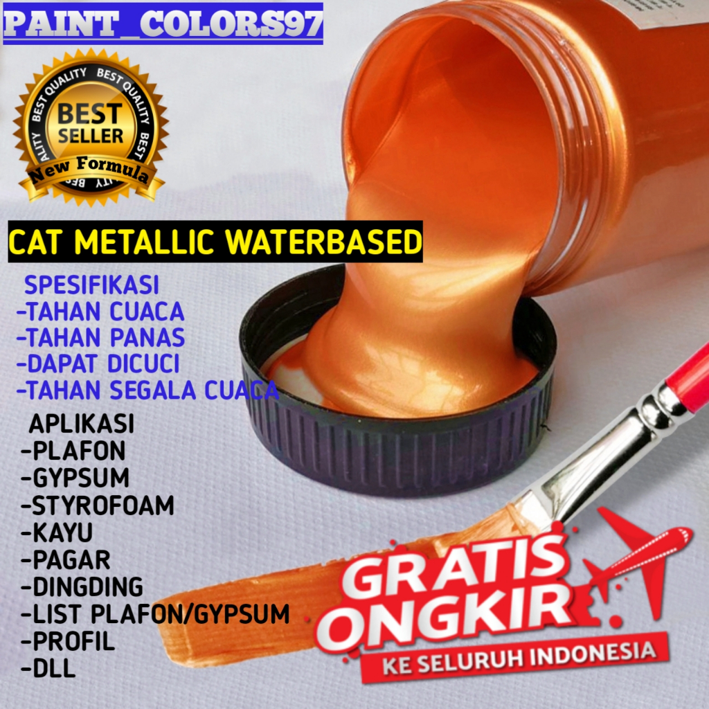 Jual Cat metallic warna tembaga waterbased 250ml cat akrilik metalik