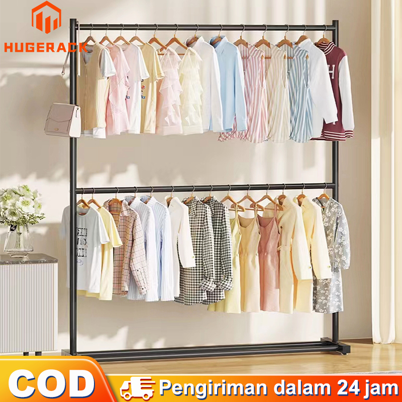 Jual Rak Gantungan Baju Besi Stand hanger double Gawang Baju Jemuran