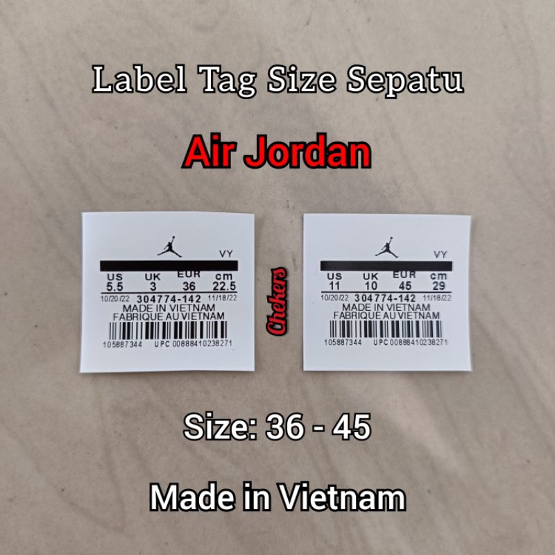 Jual Label tag size sepatu Nike air jordan premium dan original ...