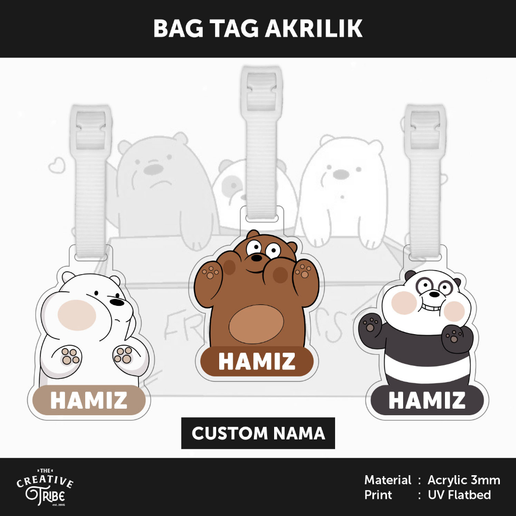 Jual We Bare Bears - Bag Tag Custom Nama Akrilik 3mm -Gantungan Tas ...