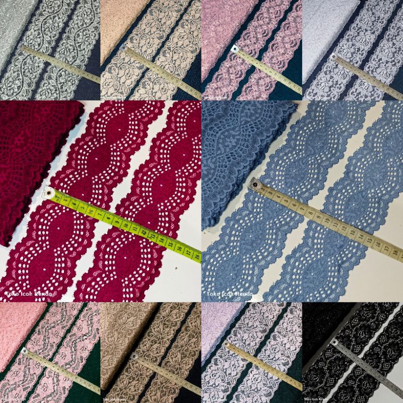 Jual Renda Stretch varian warna motif cantik (Permeter) | Shopee Indonesia