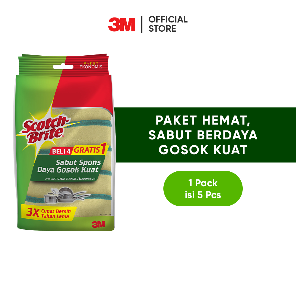 Jual 3M Scotch-Brite Sabut Spons Cuci Piring ID-30P5 / Value Pack ...