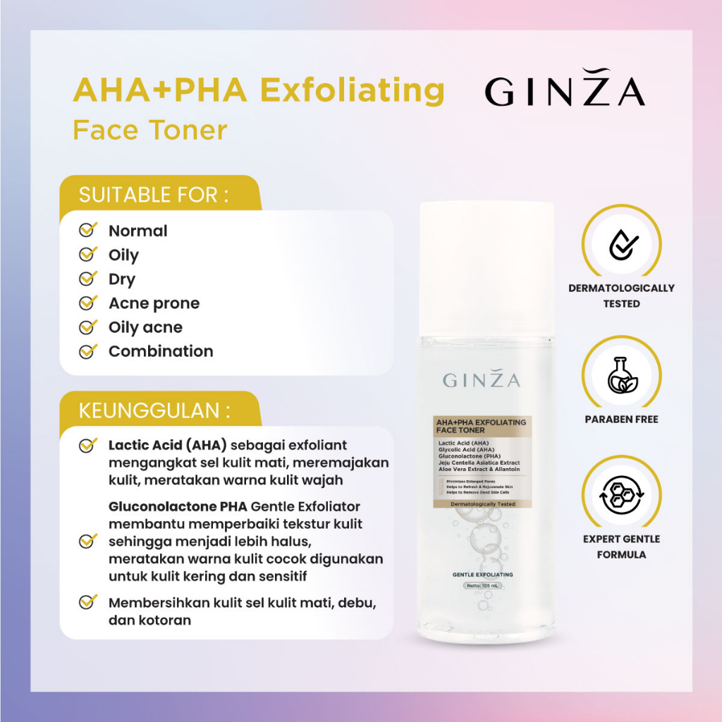 Jual Ginza Exfoliating Face Toner 105ml Shopee Indonesia