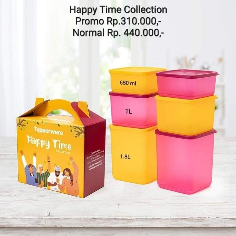 Jual Happy family tall square Toples set kotak Tupperware isi 6pcs ...