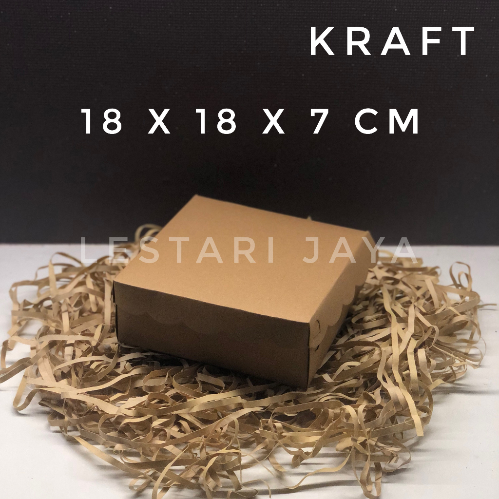 Jual Box Kraft Renda Box Kue Dus Coklat Kotak Packing Nasi Kotak Kue Roti Snack 18x18x7 Cm 3798