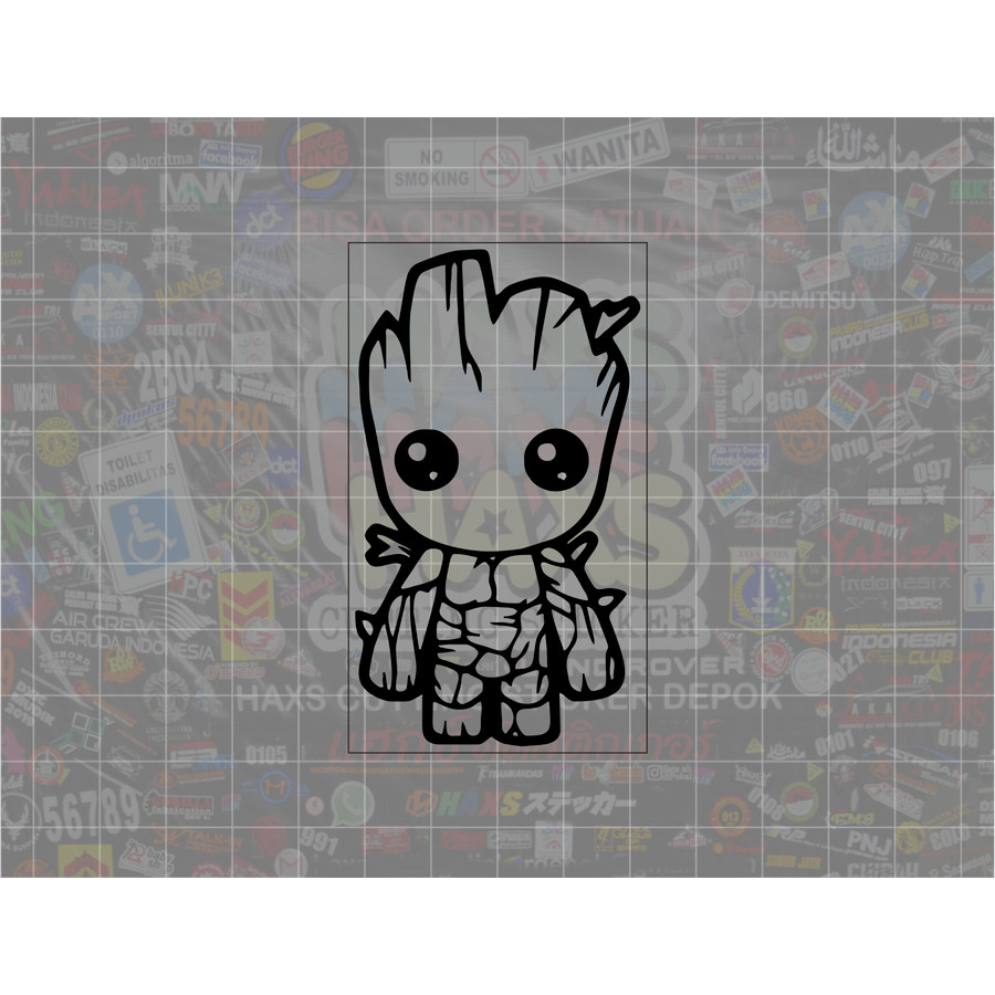 Jual Cutting Sticker Baby Groot Ukuran Tinggi 7,5 Cm Untuk Macbook ...