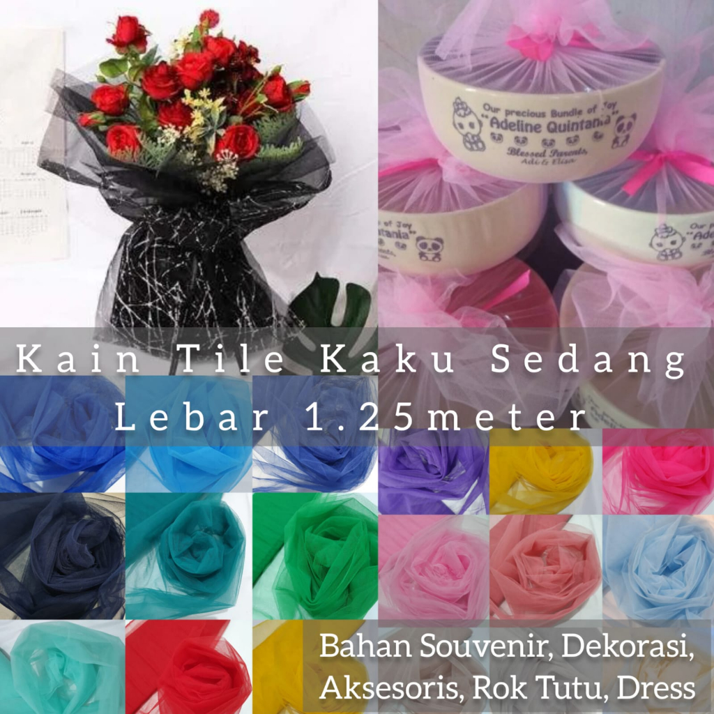 Jual Kain Tile Tulle Souvenir Bahan Kaku Sedang warna HITAM Souvenir ...