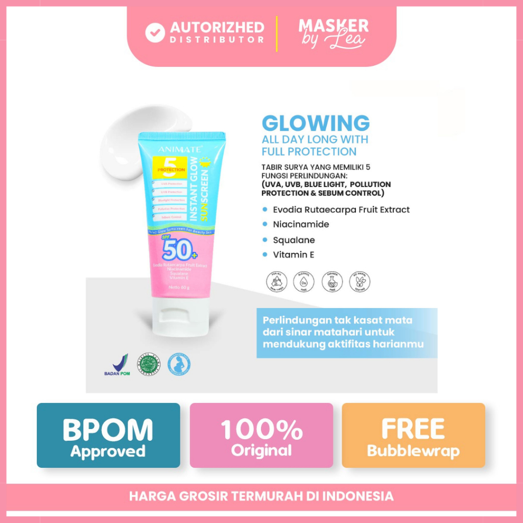 Jual Animate Instant Glow Sunscreen 5 Protection 60 gr | Shopee Indonesia
