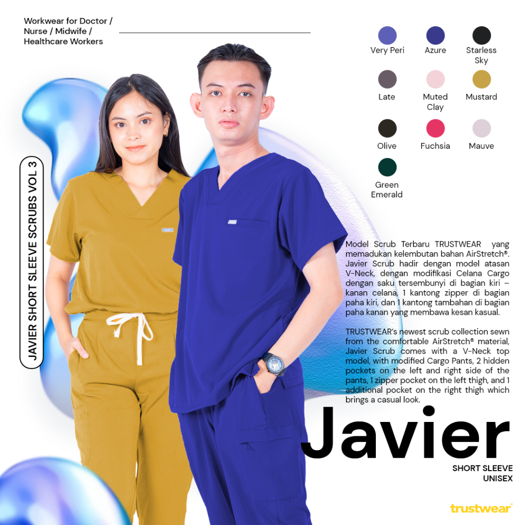 Jual [scrubs Javier] Doctor`s Scrub Set Baju Celana Jaga Oka Ok Perawat