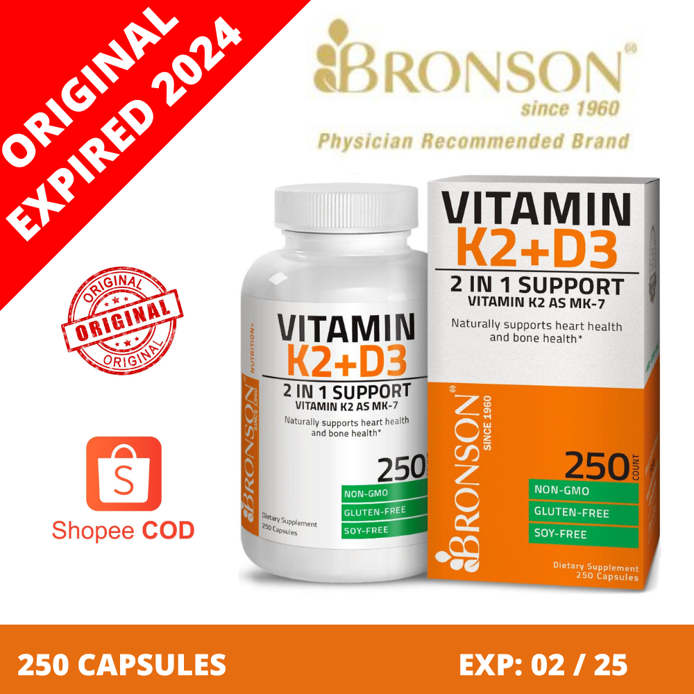 Jual Bronson Vitamin D3 K2 5000 iu isi 250 Capsules Original USA