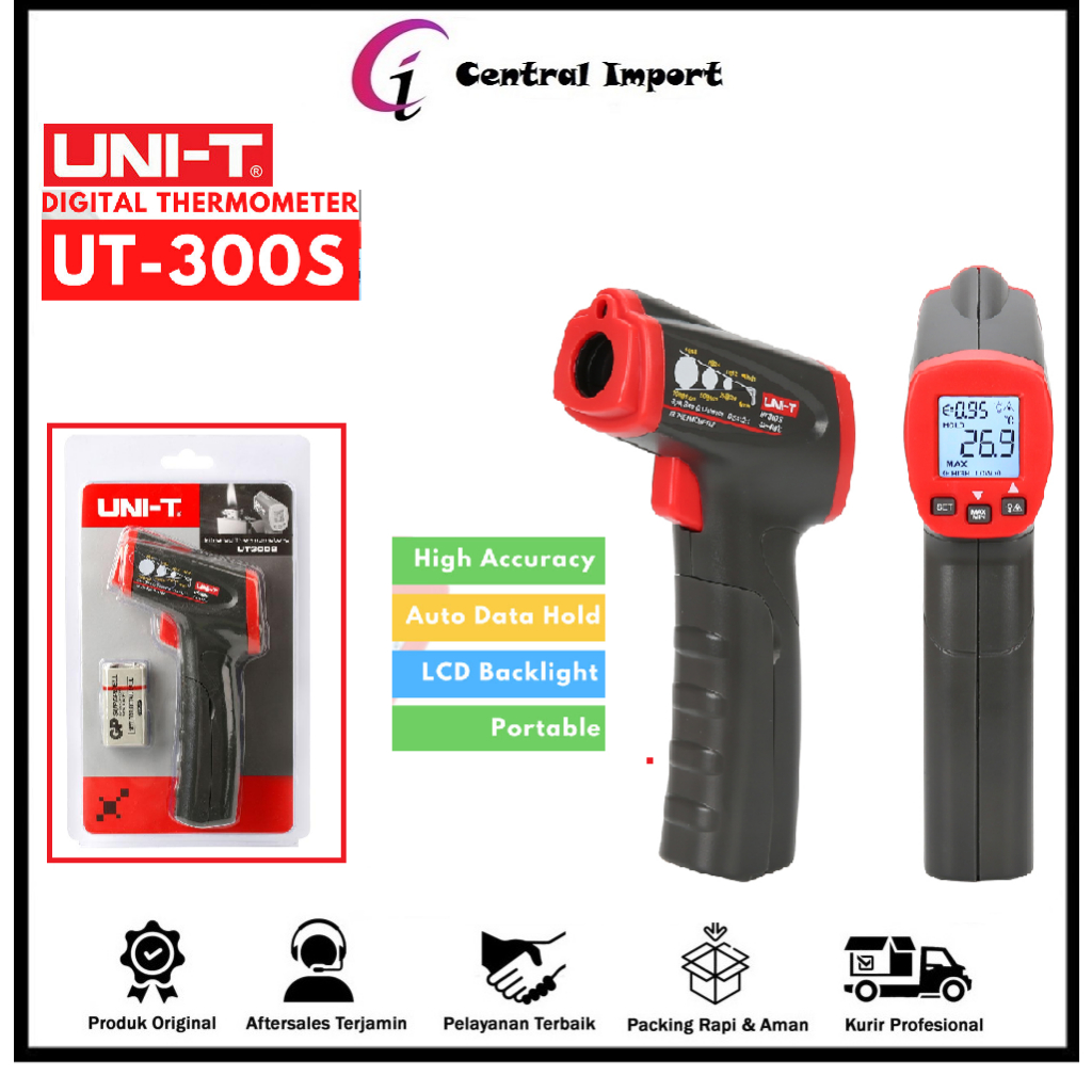 Jual UNI-T UT300S Infrared Digital Gun Thermometer Temperature ...