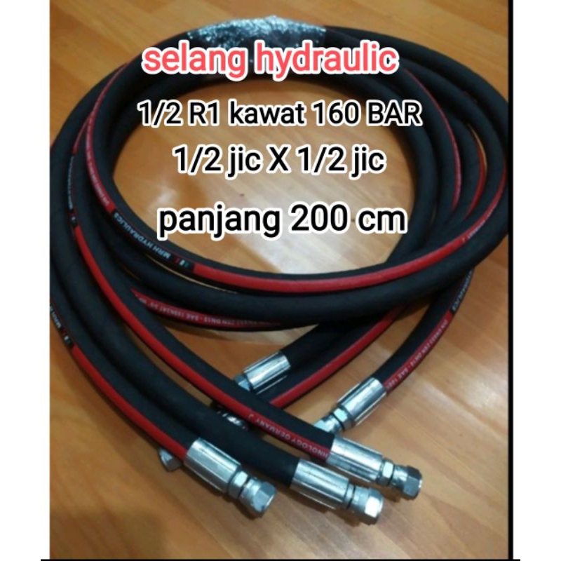 Jual Selang Hidrolik Hose Hydraulic 1/2 R1 Kawat Panjang 200 Cm Kepla ...