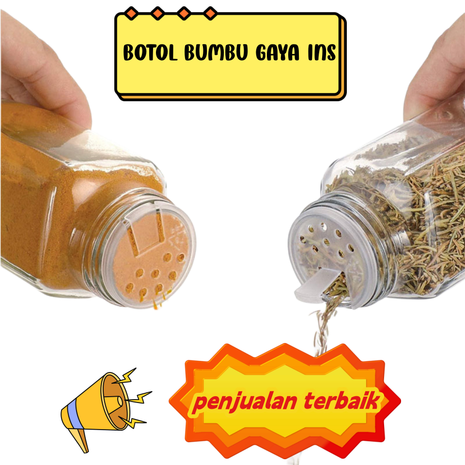 Jual Botol bumbu 120ml kaca tebal dengan tutup bambu yang tahan air dan ...