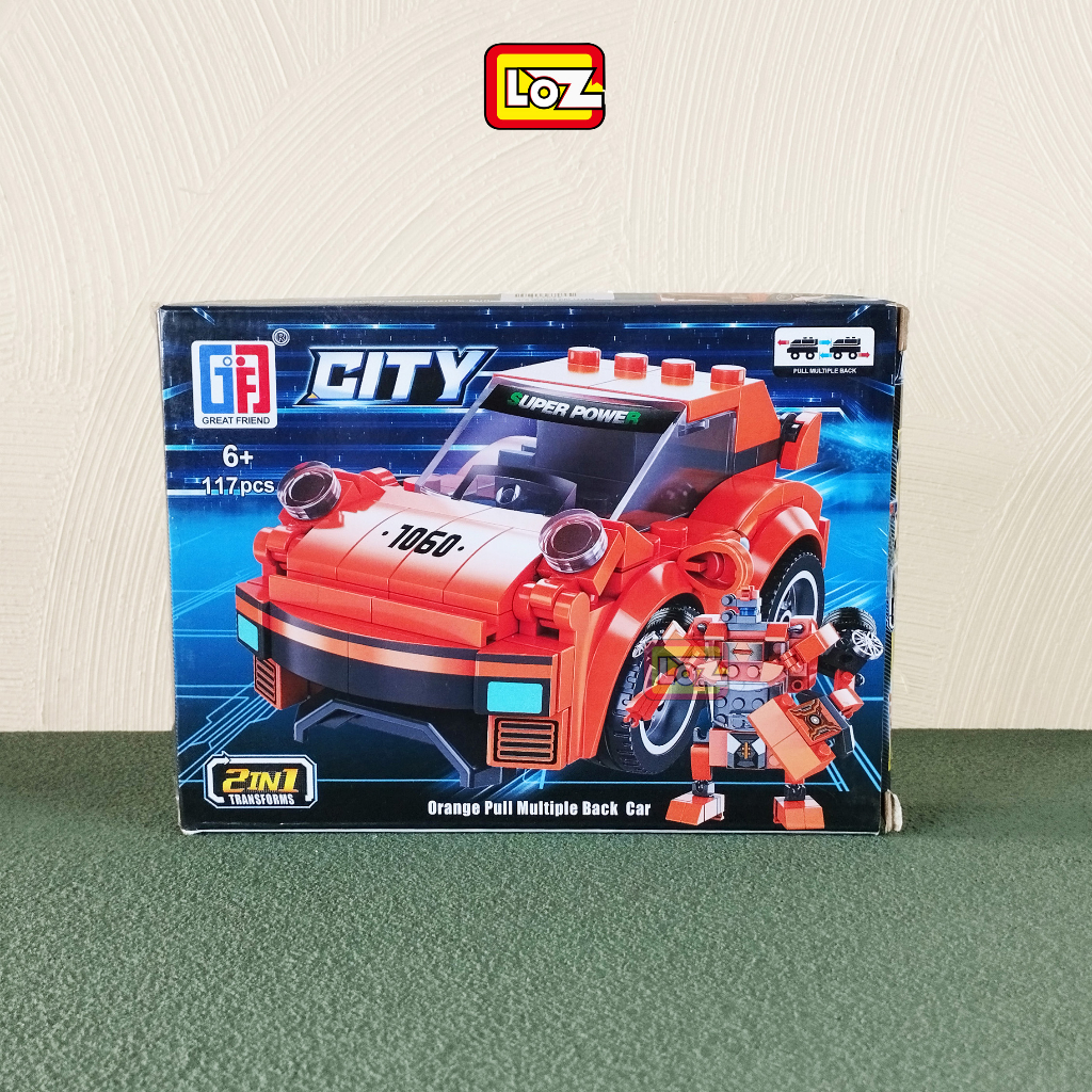 Jual Racing Car GTR ORANGE 2IN1 / 123-456 / DIY Brick Block Mainan ...