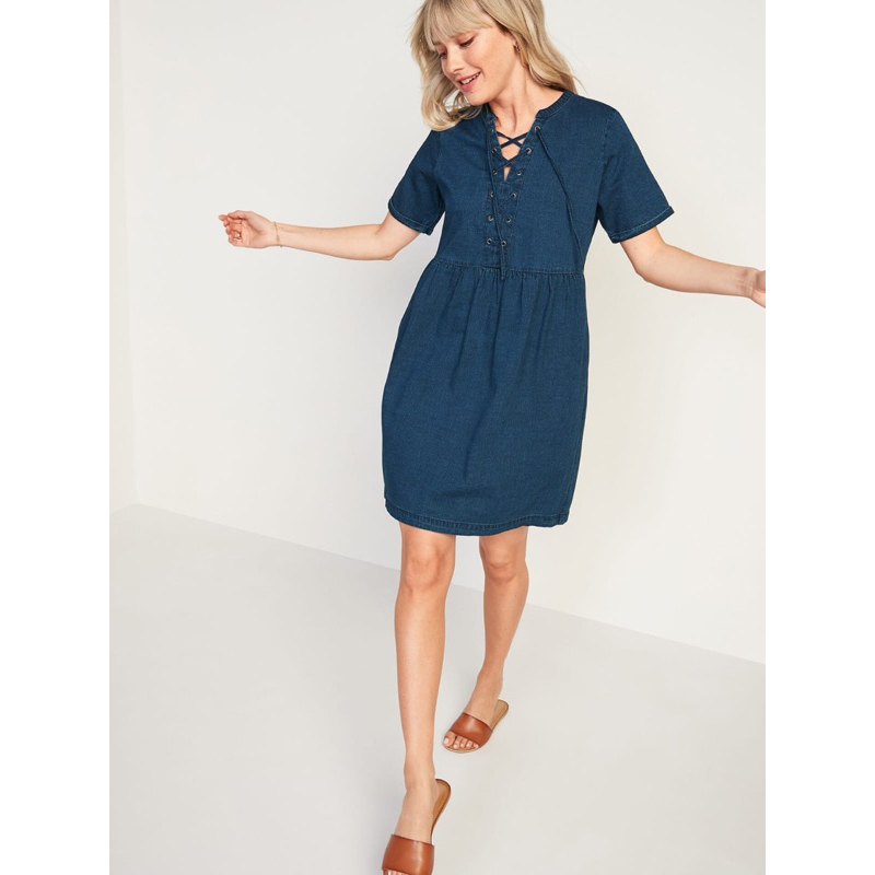 Jual Defect Old Navy Dresses Old Navy Lace-Up Dress | Shopee Indonesia