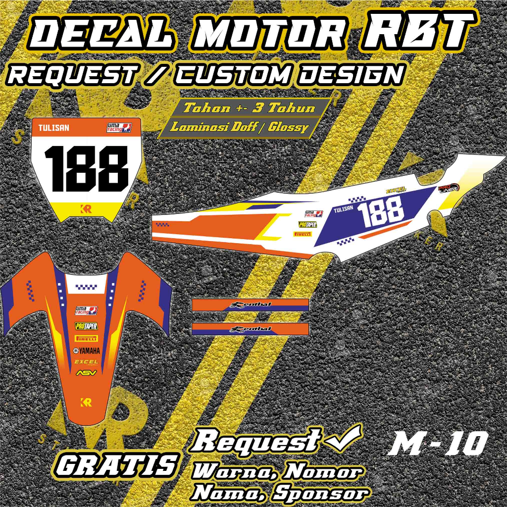 Jual Stiker Decal Motor RBT sticker motor bebek trail Custom Desain ...