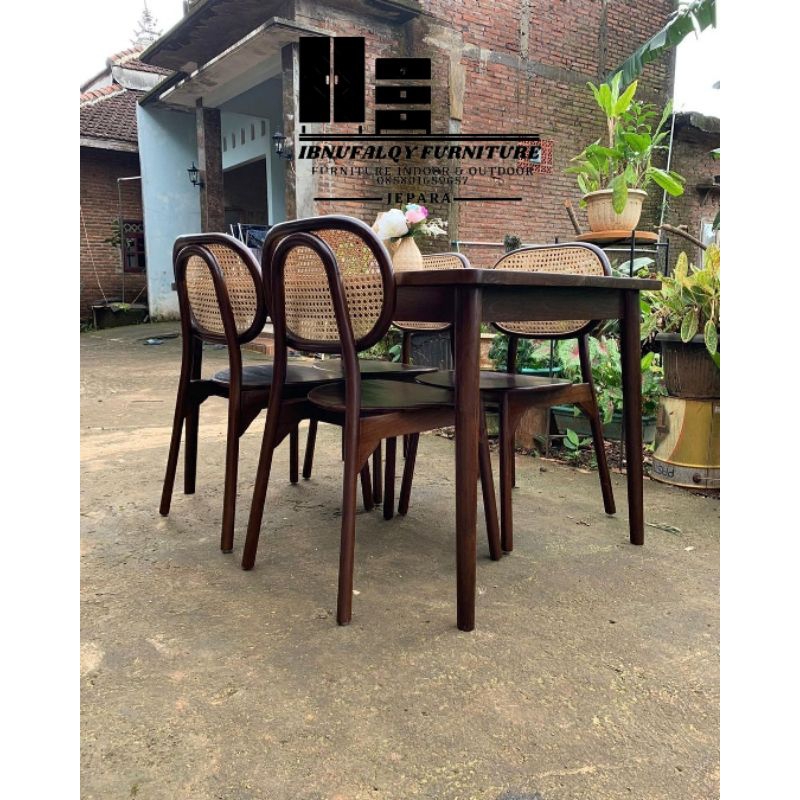 Jual Meja Makan Retro Rotan/Meja Makan Rotan Minimalis | Shopee Indonesia