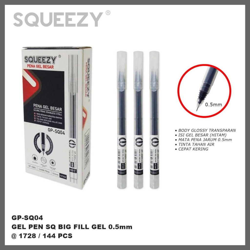 Jual Pulpen Gel Besar Tinta Hitam 0.5 mm isi 12 pcs Pulpen isi tinta