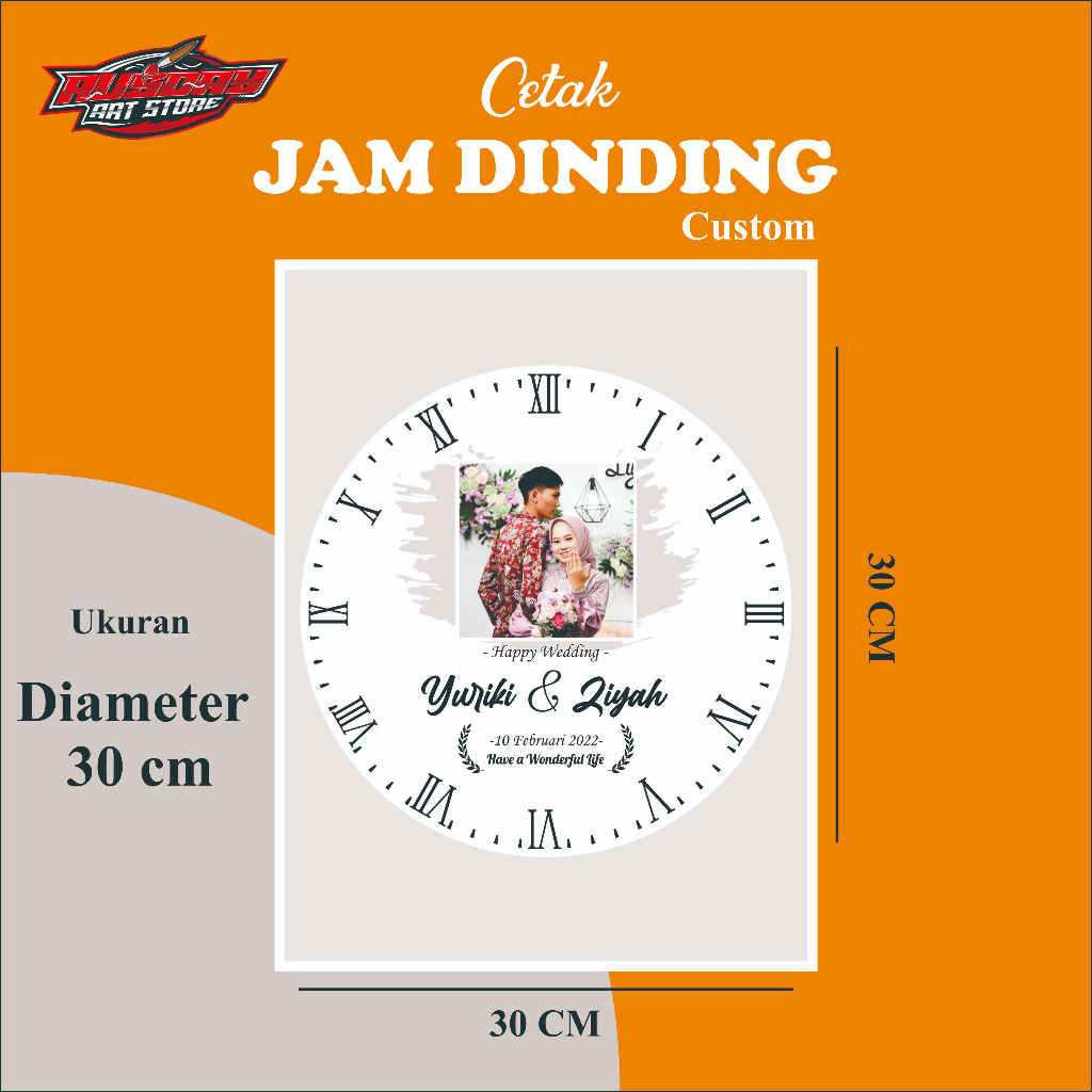 Jual JAM DINDING CUSTOM + KARDUS kualitas PREMIUM ( Tebal mdf 6mm ...