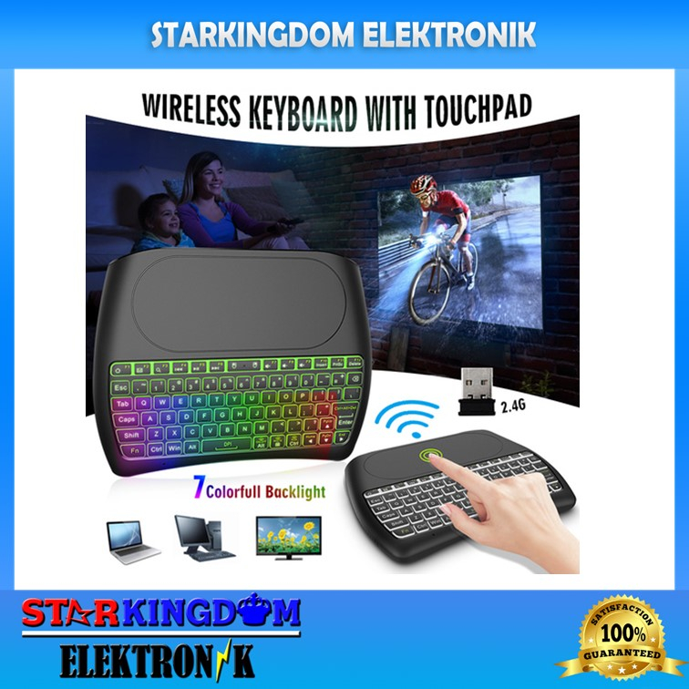 Jual Wireless D8 Color LED Backlight Track Pad Mini Keyboard QWERTY ...