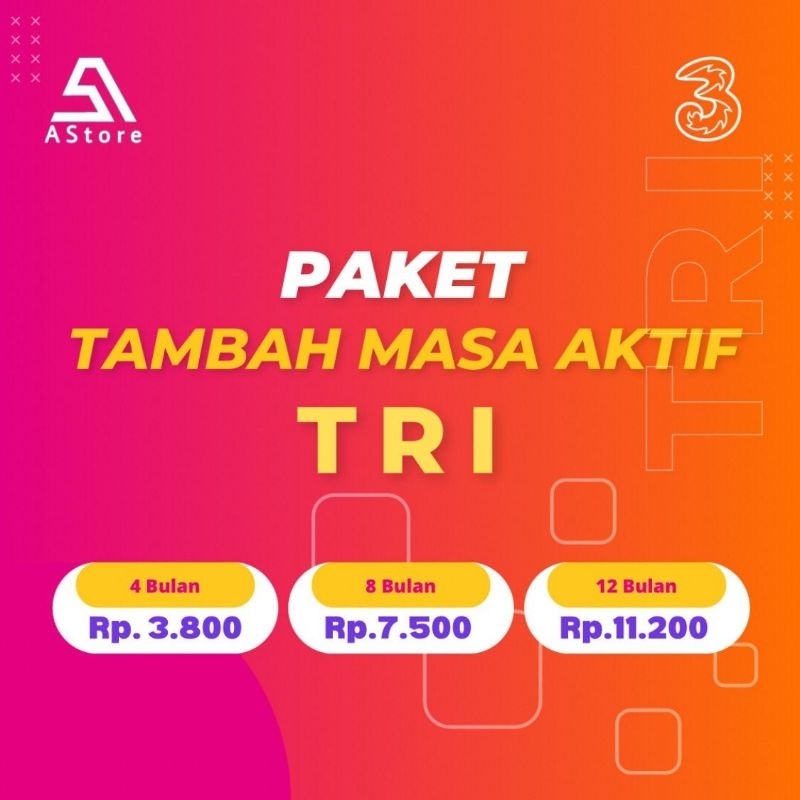 Jual PAKET TAMBAH MASA AKTIF KARTU TRI / THREE TERMURAH PROMO !!! [ 4 8 ...