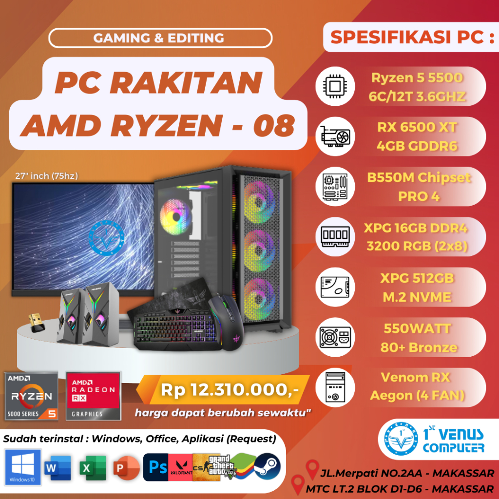 Jual Pc Rakitan Komputer Amd Ryzen Gaming Editing Shopee Indonesia