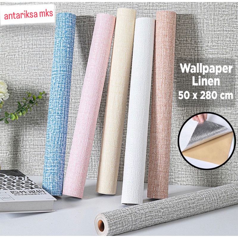 Jual Wallpaper LINEN 1 Roll Stiker Wallpaper Dinding Dekorasi Kamar