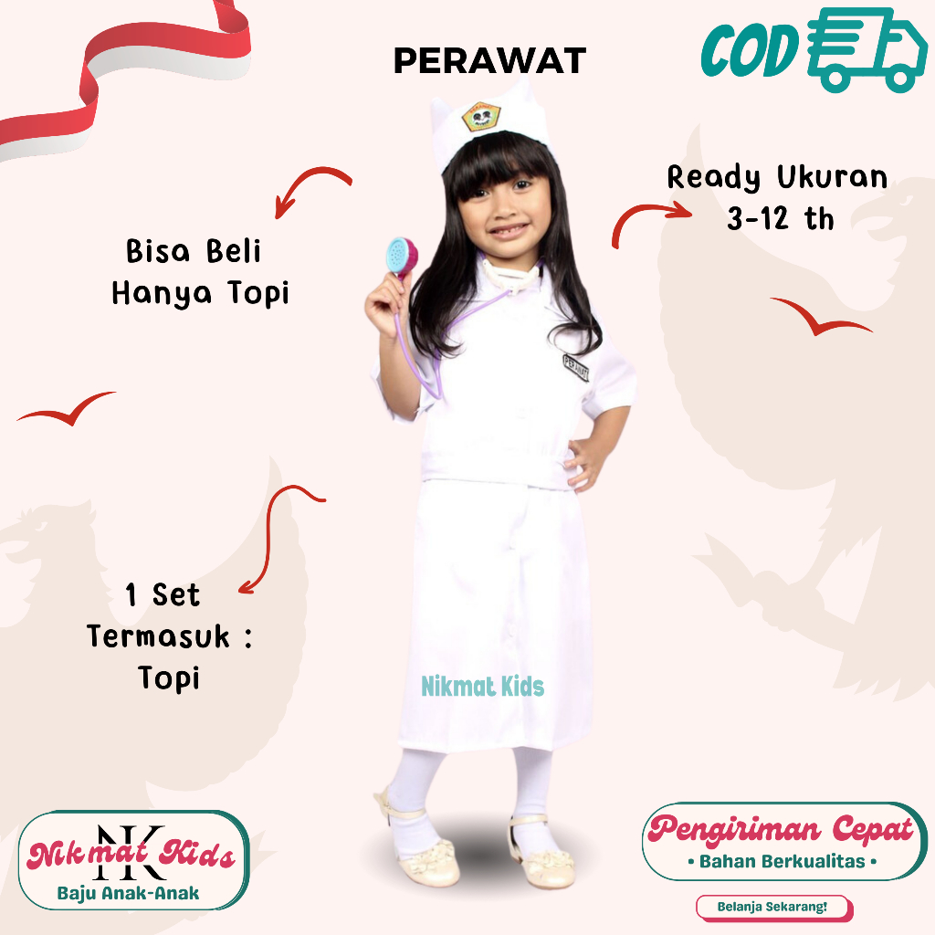 Jual Baju Perawat Profesi Anak Baju Kostum Anak Perawat Cewek Dinas ...