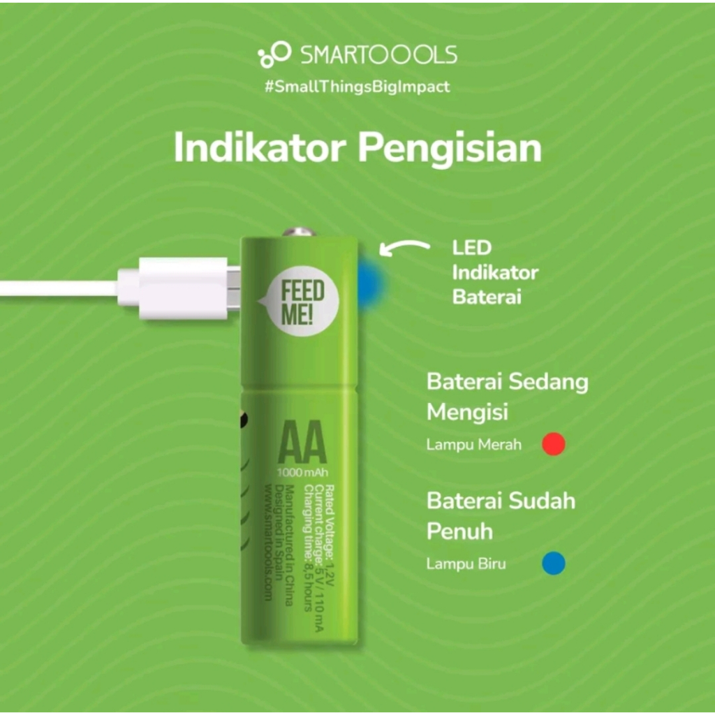 Jual Baterai Cas Isi Ulang 2pcs Battery Batere Smartoools MicroBatt AA ...